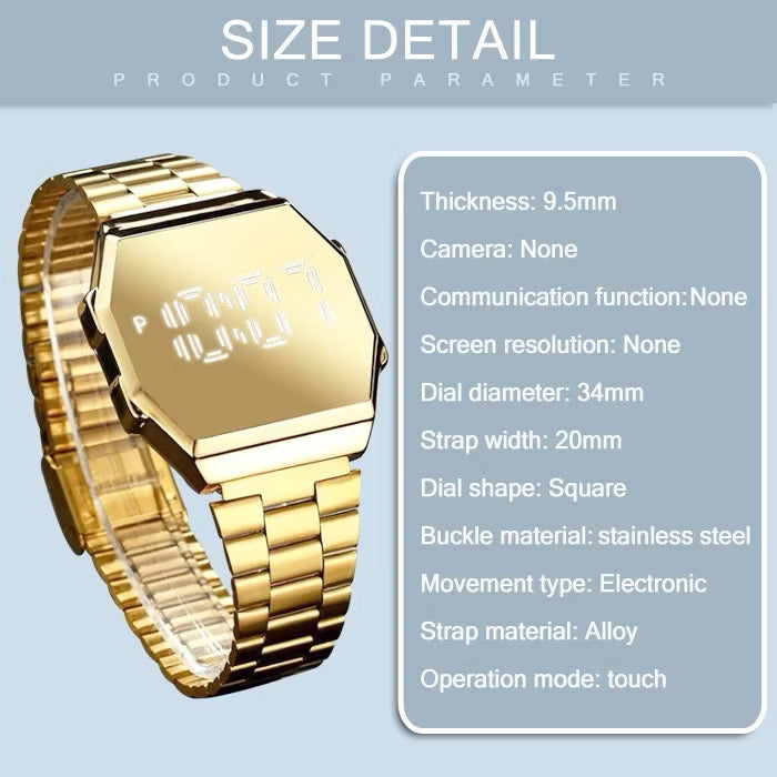 New Touch Screen Waterproof Digital Watch Fashion Stainless Wristwatch