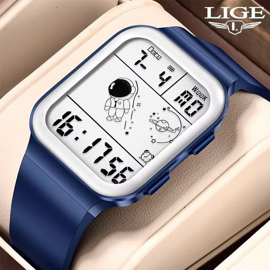 ￼[Ready Stock] LIGE Jam Tangan Lelaki Creative Square Dual Display Watch Waterproof Chronograph LED Digital Quartz Watch Men