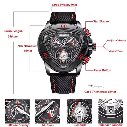 ￼LIGE 2022 Creative Triangle Quartz Watch Men Casual Military Sports Chronograph Luminous Men Quartz Watch Fashion Cobra Watch For Men