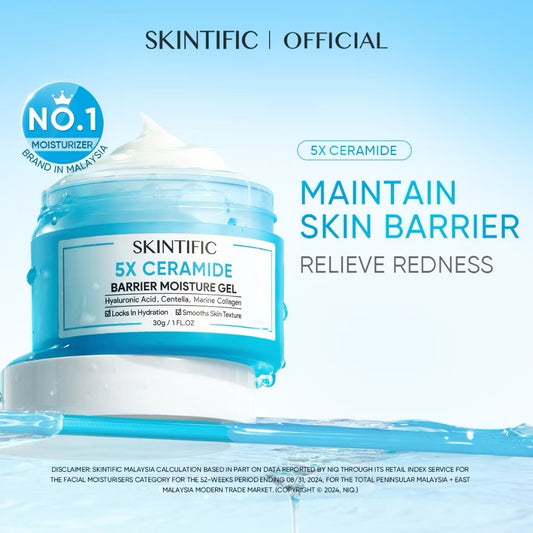 SKINTIFIC 5X Ceramide Skin Gel Moisturiser Barrier Repair Moisturizer Day Night Cream 30g