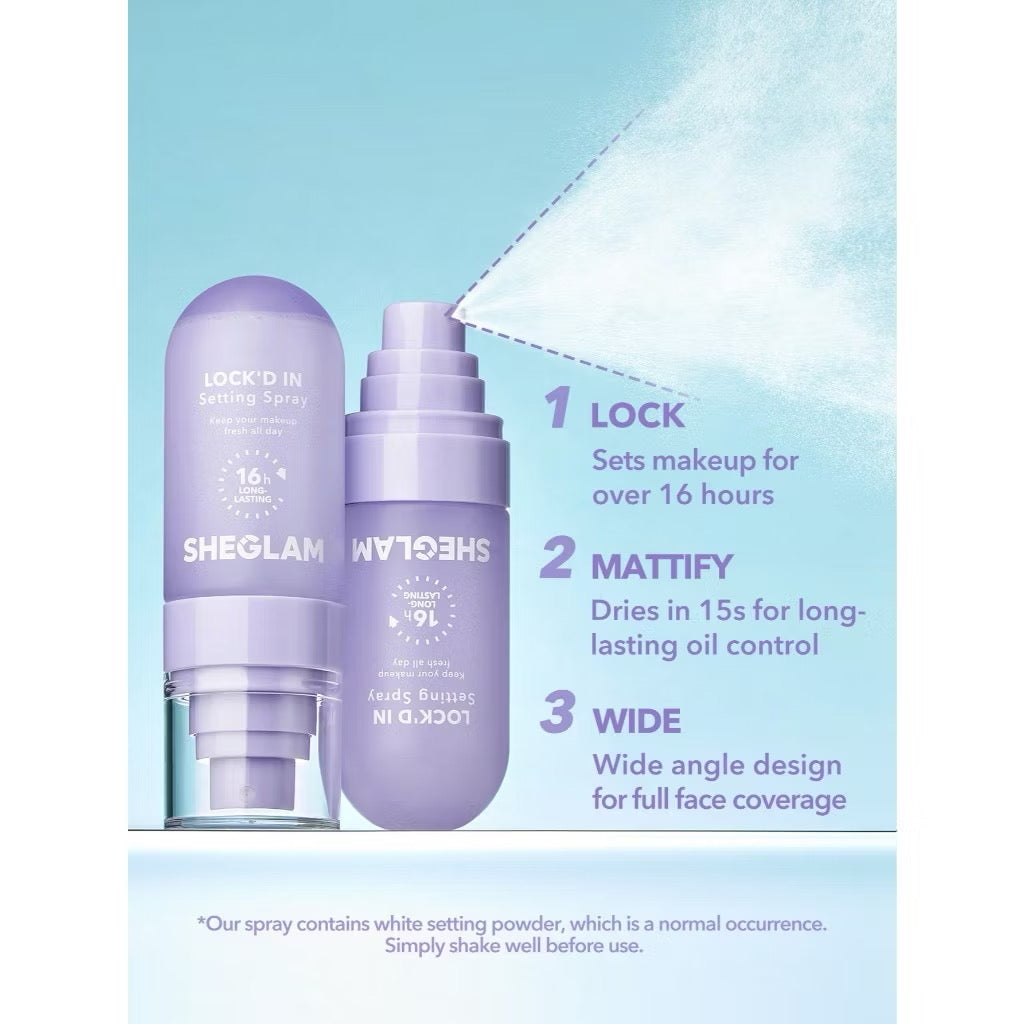 SHEGLAM Lock'D In Setting Spray Mattifying Effect Quick-Drying Long Lasting Makeup Locking Spray Oil-Control Non-Greasy Makeup