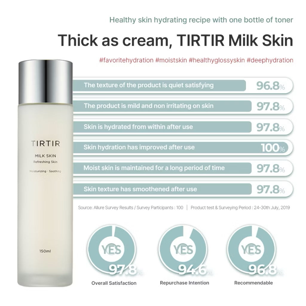 [TIRTIR] Milk Skin Toner 150ml (Deep Moisturizing, Instant Glow, 2% Niacinamide, Chamomile, Rice Bran Extract, Ceramide,