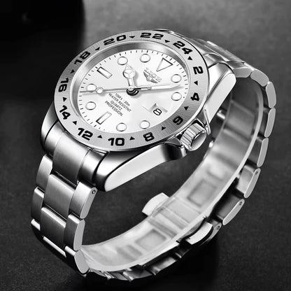 LIGE Watch Men Waterproof Stainless Steel Luxury Calendar Luminous Quartz Business Watches