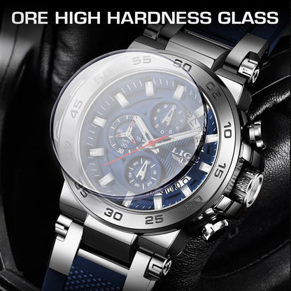 LIGE Digital Watch Men Original Jam Tangan Lelaki Waterproof Chronograph Calendar Luminous Fashion Business Sports Wristwatch